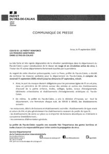 Arrêté préfectoral du 11 septembre 2020