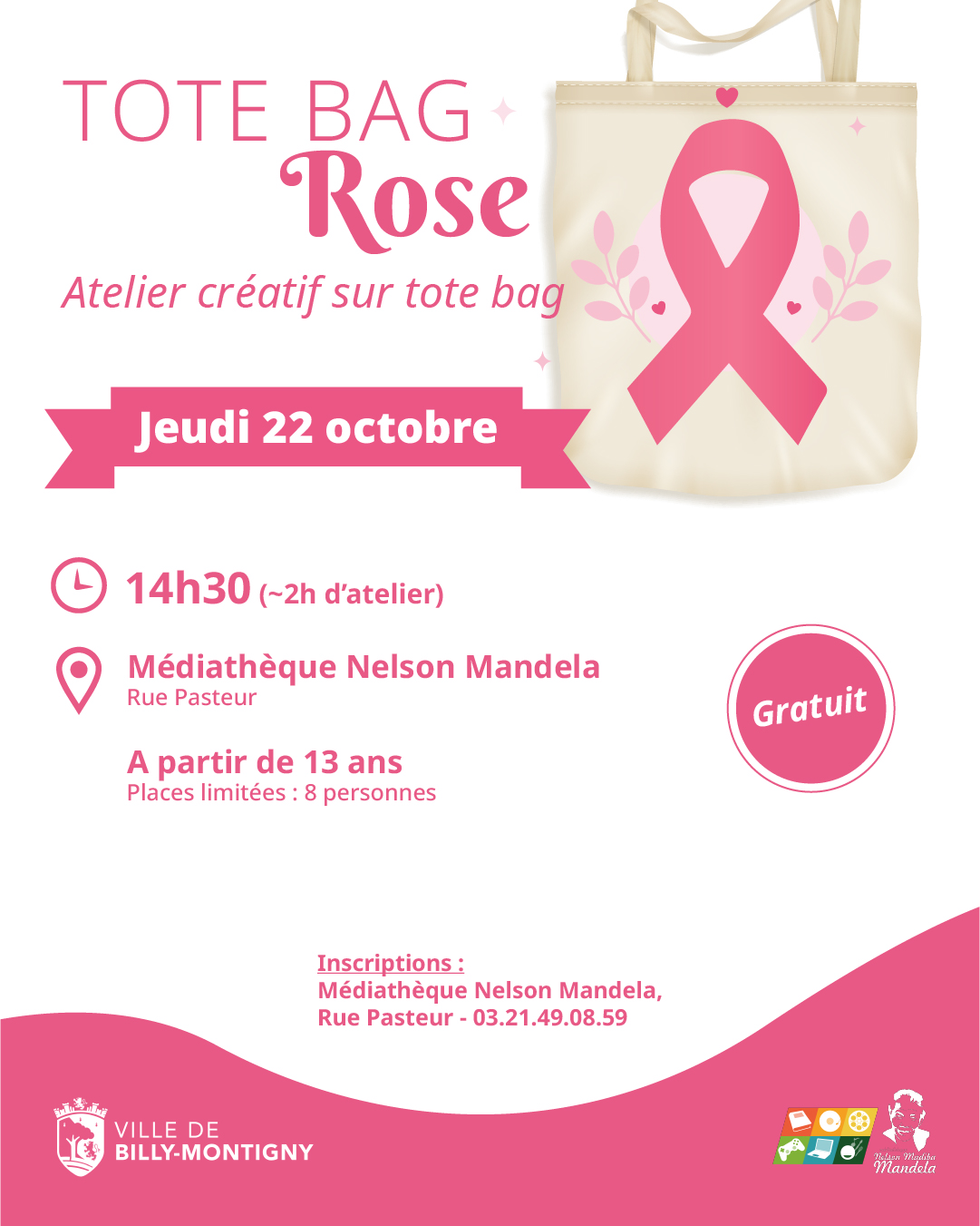 Octobre Rose : Tote Bag Rose